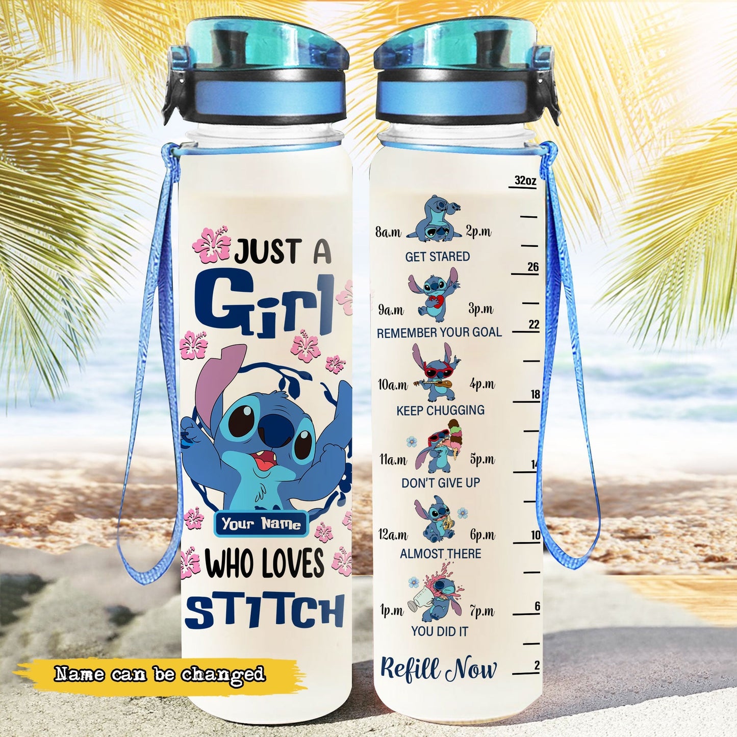 Personalized Girl Loves Ohana Tracker Bottle MT04041