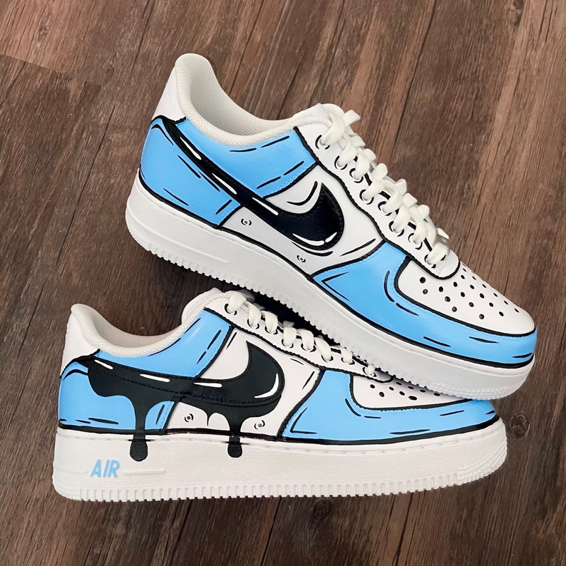 Custom Air Force 1 Shoes Black Drip Cartoon Style