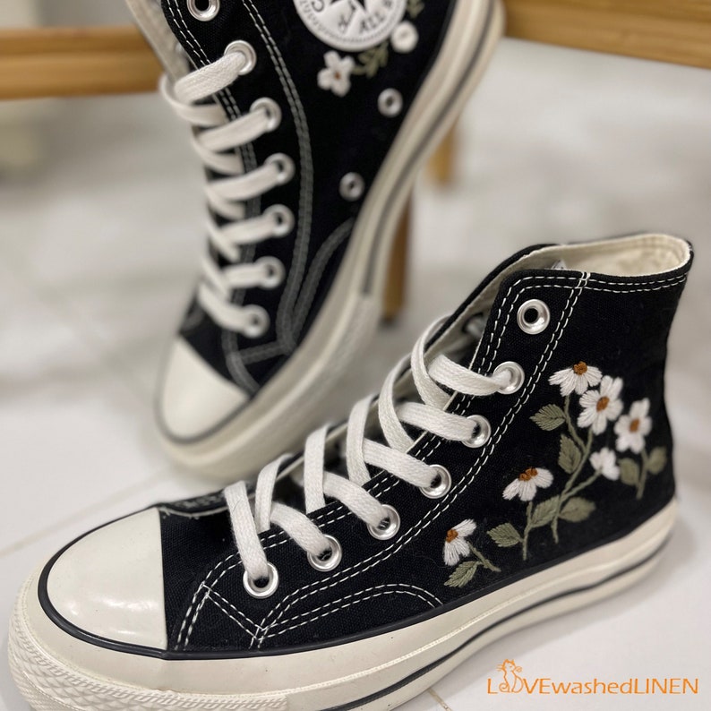 Custom Converse Daisy Flower Embroidered High Tops