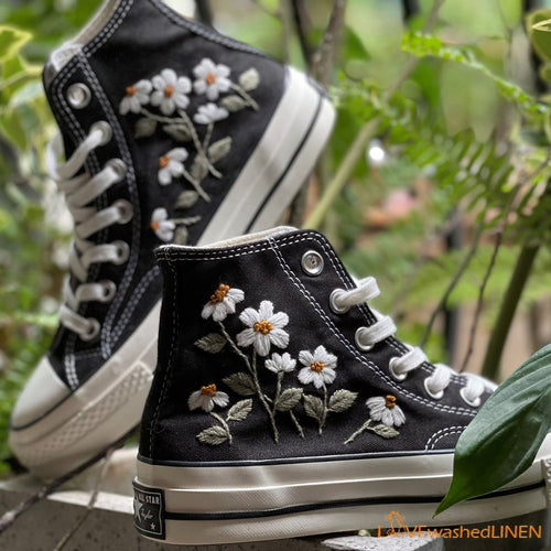 Custom Converse Daisy Flower Embroidered High Tops