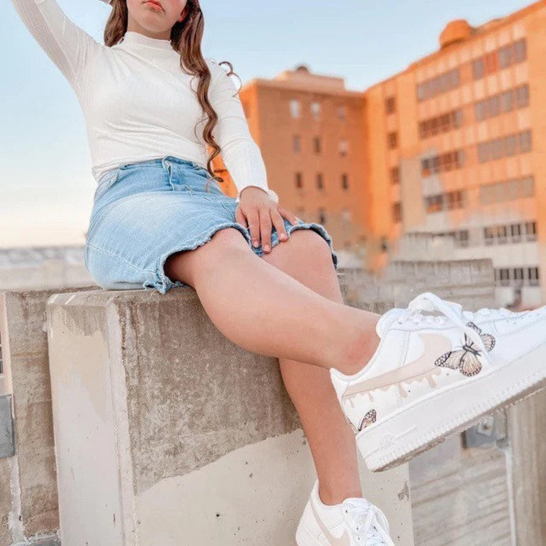 Custom Air Force 1 Shoes Drip Butterfly Style