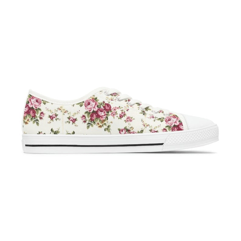 Women's Low Top Sneaker Floral Roses Print Sneakers