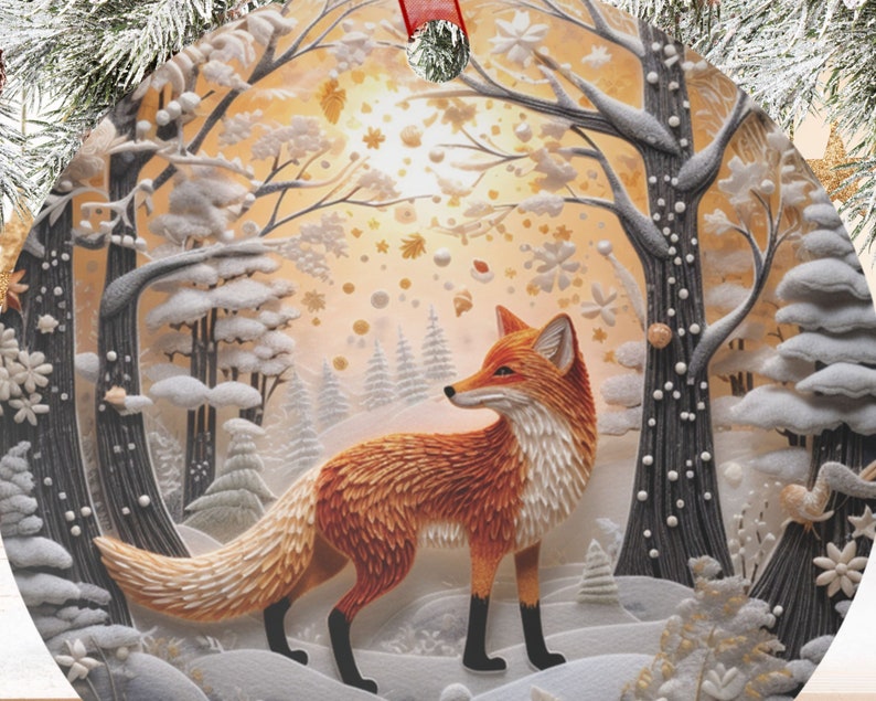 Fox Lover Retro Christmas Ornament