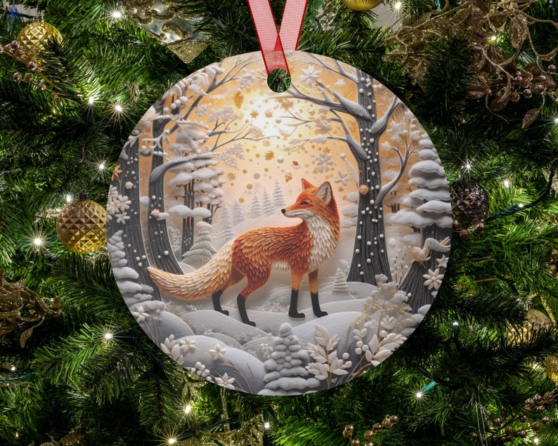 Fox Lover Retro Christmas Ornament