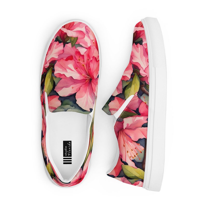 Watercolor Azalea Blossom Women’s Slip-on Canvas Shoes