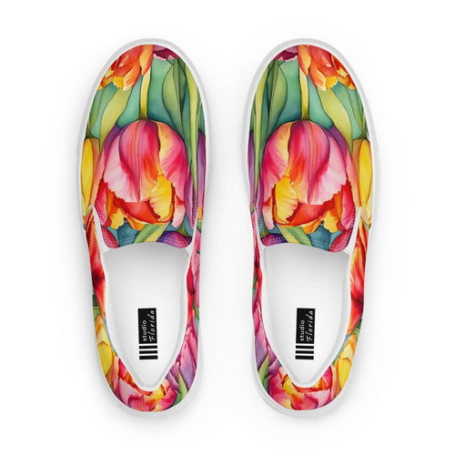 Watercolor Tulips Women’s Slip-on Canvas Shoes