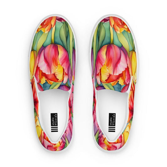 Watercolor Tulips Women’s Slip-on Canvas Shoes