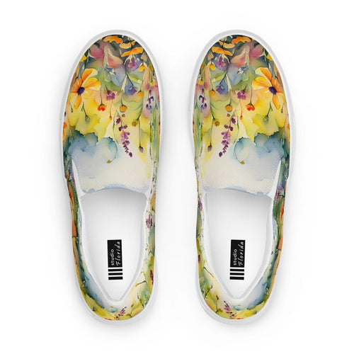 Watercolor Wildflowers Women’s Slip-on Canvas Shoes