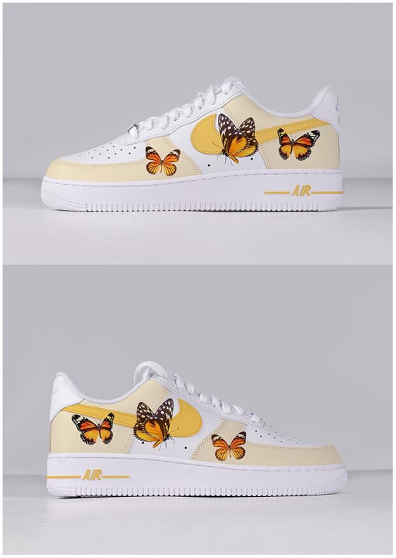 Custom Air Force 1 Shoes Yellow Butterfly Style