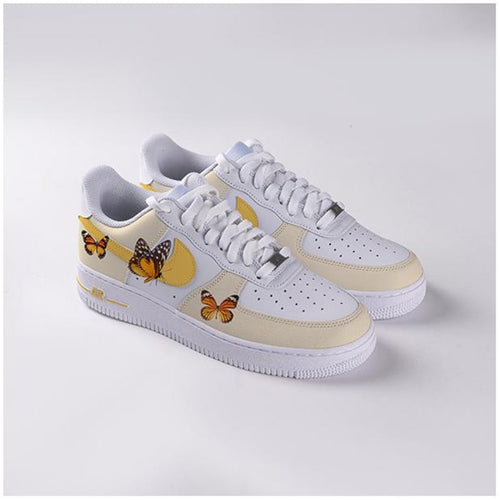 Custom Air Force 1 Shoes Yellow Butterfly Style