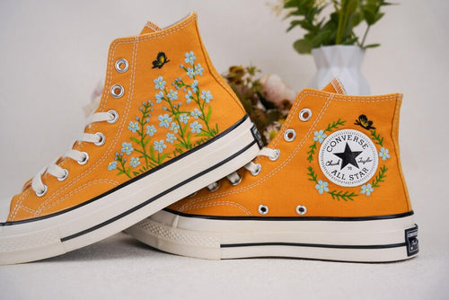 Custom Converse Wedding Bridal Flowers Embroidered High Tops