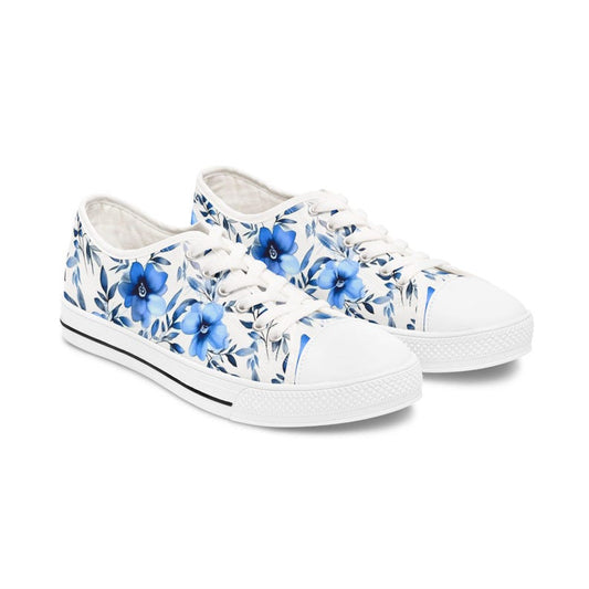 Women's Low Top Sneaker Light Blue Floral Sneakers