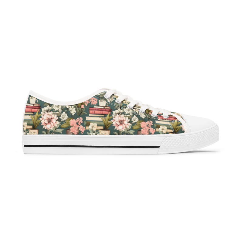 Women's Low Top Sneaker Floral Book Lover Sneakers
