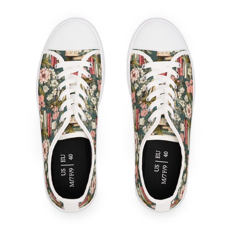 Women's Low Top Sneaker Floral Book Lover Sneakers