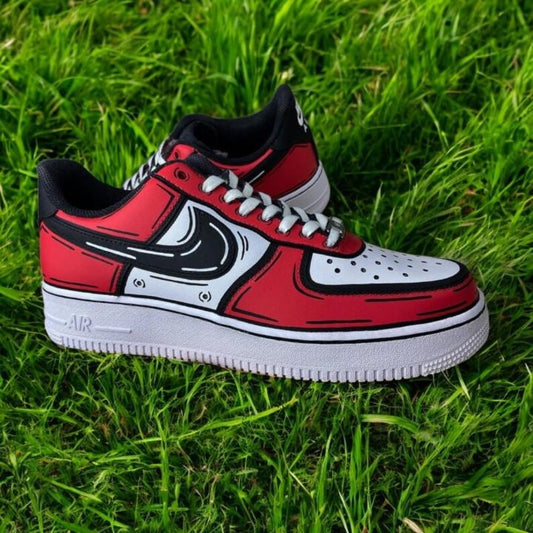 Custom Air Force 1 Shoes Red Drip Cartoon Style