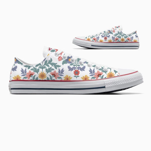 Women's Low Top Sneaker Illustrated Flower Vine on Sneakers