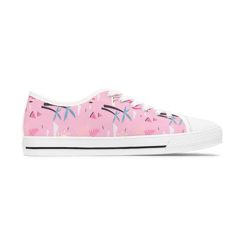 Colorful Women's Low Top Sneaker Pink Flamingo Print