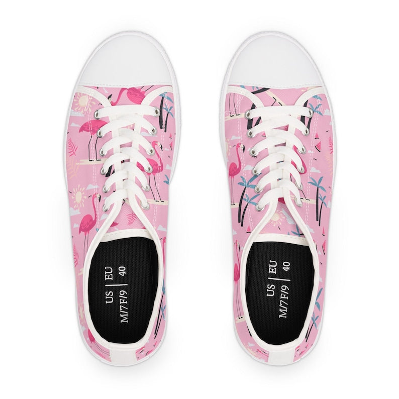 Colorful Women's Low Top Sneaker Pink Flamingo Print