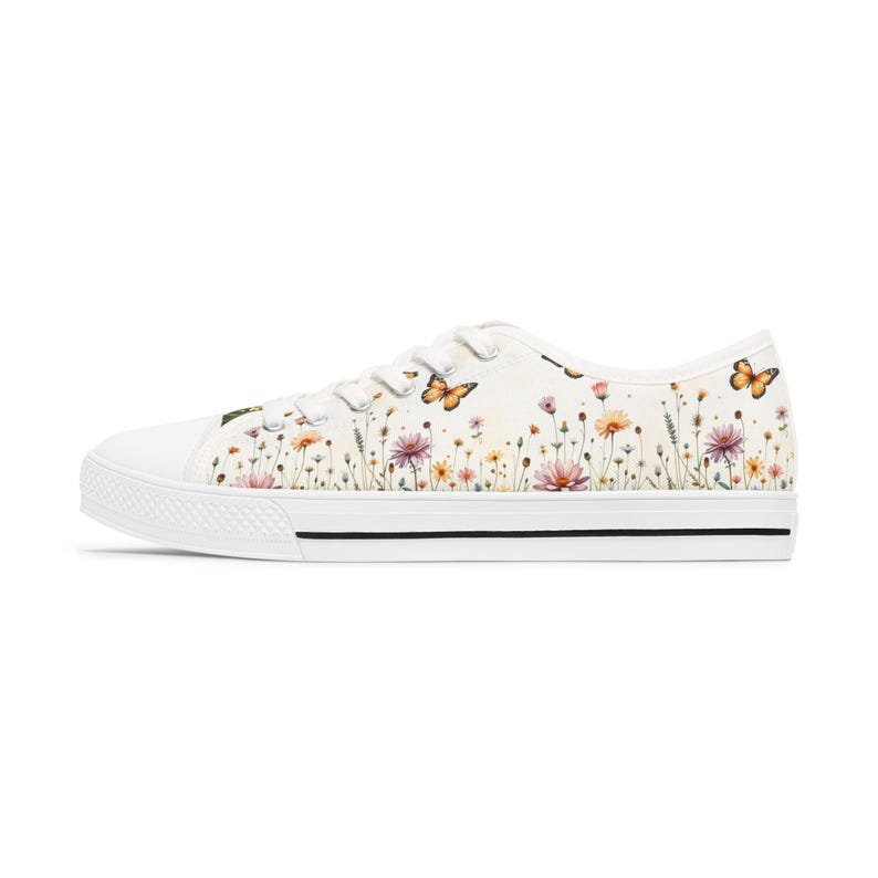 Women's Low Top Sneaker Floral Butterfly Sneakers