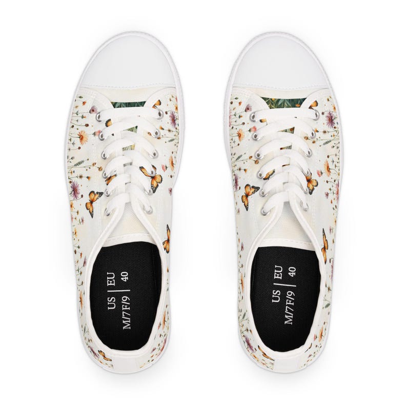 Women's Low Top Sneaker Floral Butterfly Sneakers