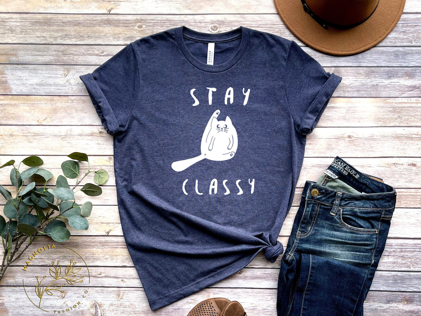 T-SHIRT - Stay Classy Funny Cat Unisex Shirt