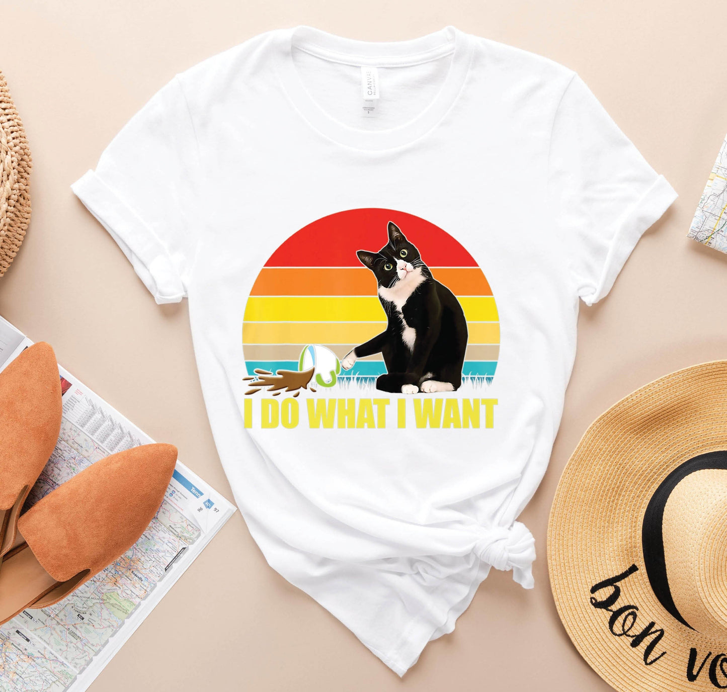 T-SHIRT - I Do What I Want Unisex Shirt, Funny Cat Shirt