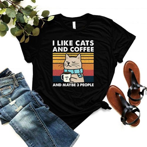 T-SHIRT - I Like Cats And Coffee Unisex Shirt