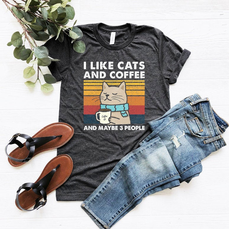 T-SHIRT - I Like Cats And Coffee Unisex Shirt