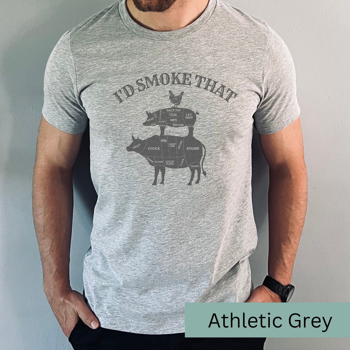 T-SHIRT - Funny BBQ Shirt Barbecue I'd Smoke Unisex Shirt, Cow Pig Chicken BBQ Shirt