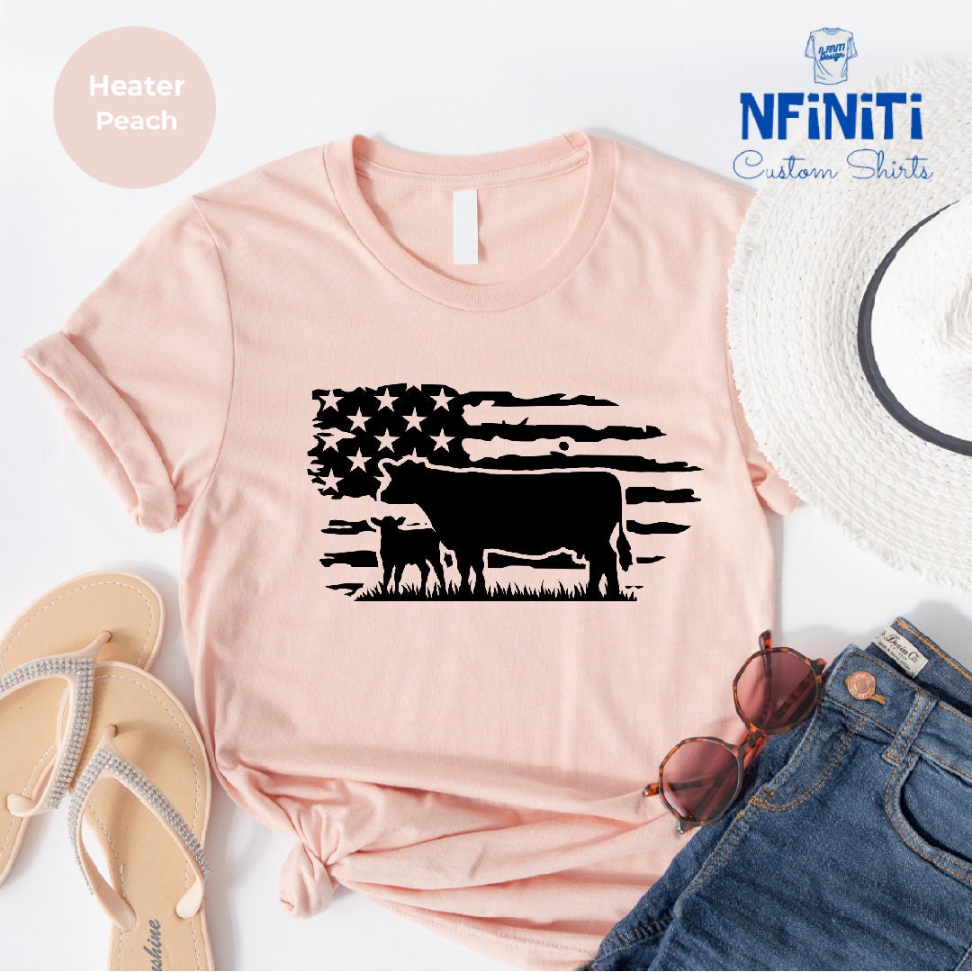 T-SHIRT - USA Cow Farm Unisex Shirt, Farmer Cow Shirt