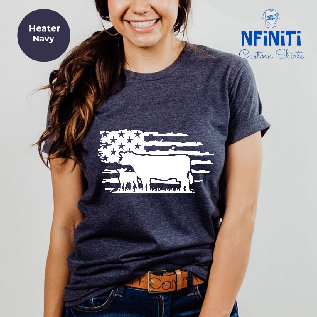 T-SHIRT - USA Cow Farm Unisex Shirt, Farmer Cow Shirt