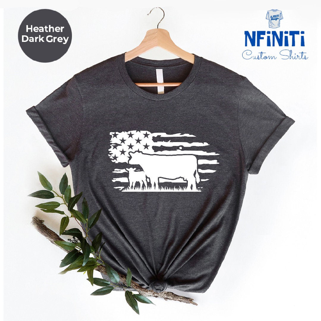T-SHIRT - USA Cow Farm Unisex Shirt, Farmer Cow Shirt