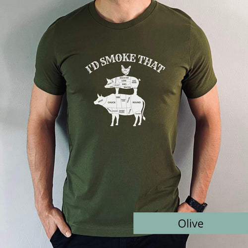 T-SHIRT - Funny BBQ Shirt Barbecue I'd Smoke Unisex Shirt, Cow Pig Chicken BBQ Shirt