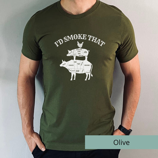 T-SHIRT - Funny BBQ Shirt Barbecue I'd Smoke Unisex Shirt, Cow Pig Chicken BBQ Shirt