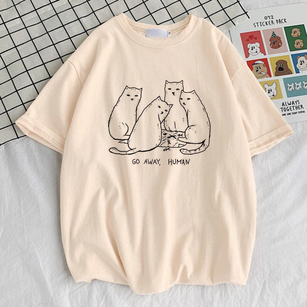 T-SHIRT - Summer Go Away Human Cat Unisex Shirt