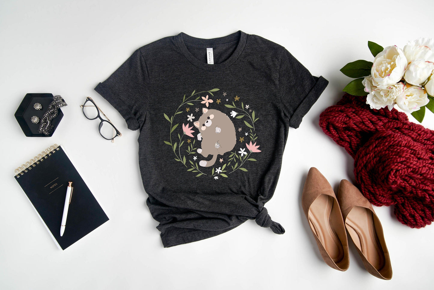 T-SHIRT - Floral Cat Unisex Shirt, Cat Lover Gift