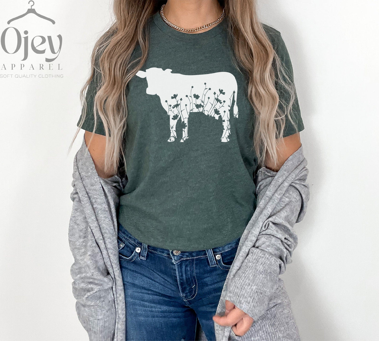 T-SHIRT - Floral Cow Unisex Shirt, Cute Cow Shirt