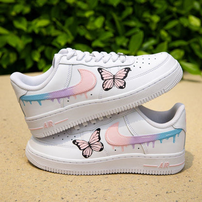 Custom Air Force 1 Shoes Drip Butterfly Style