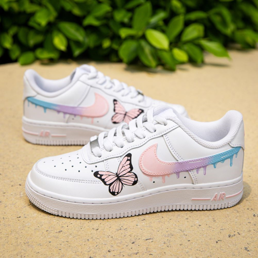 Custom Air Force 1 Shoes Drip Butterfly Style