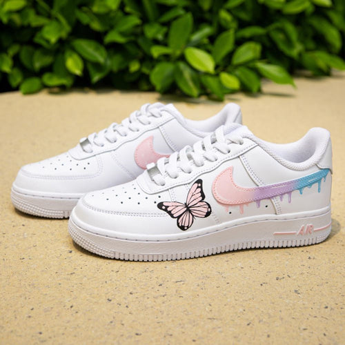 Custom Air Force 1 Shoes Drip Butterfly Style
