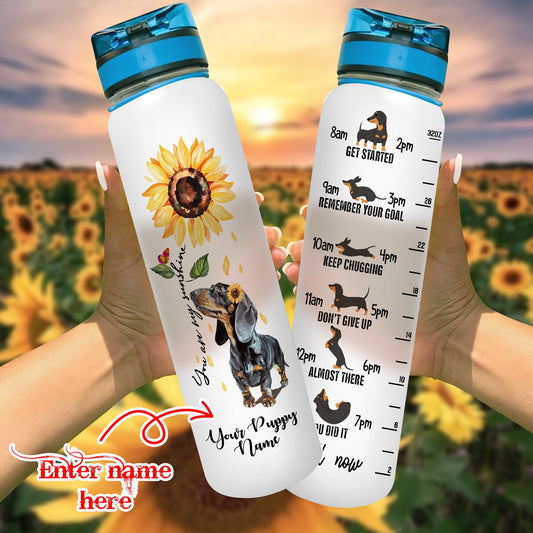 Dachshund Sunflower Tracker Bottle