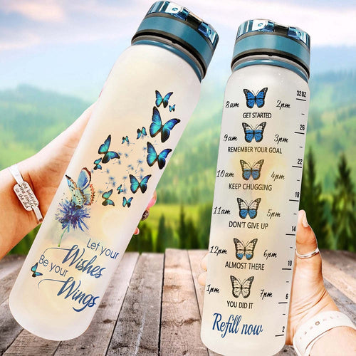 Let Your Wishes Be Your Wings Butterfly Water Track Bottle