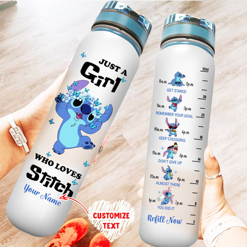 Personalized Girl Loves Ohana Tracker Bottle MT04034
