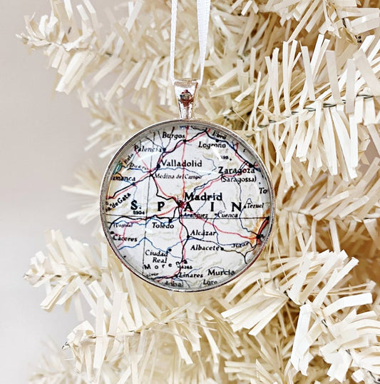Madrid Spain Vintage Map Christmas Ornament