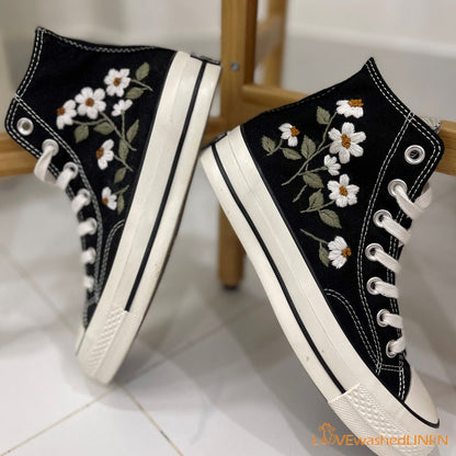 Custom Converse Daisy Flower Embroidered High Tops