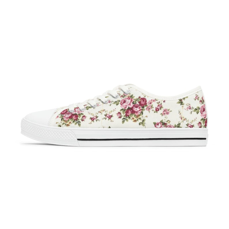 Women's Low Top Sneaker Floral Roses Print Sneakers