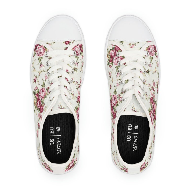 Women's Low Top Sneaker Floral Roses Print Sneakers