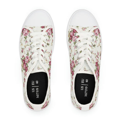 Women's Low Top Sneaker Floral Roses Print Sneakers