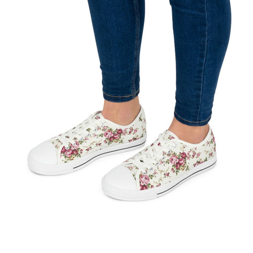Women's Low Top Sneaker Floral Roses Print Sneakers