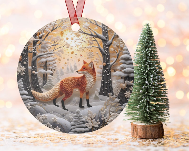 Fox Lover Retro Christmas Ornament